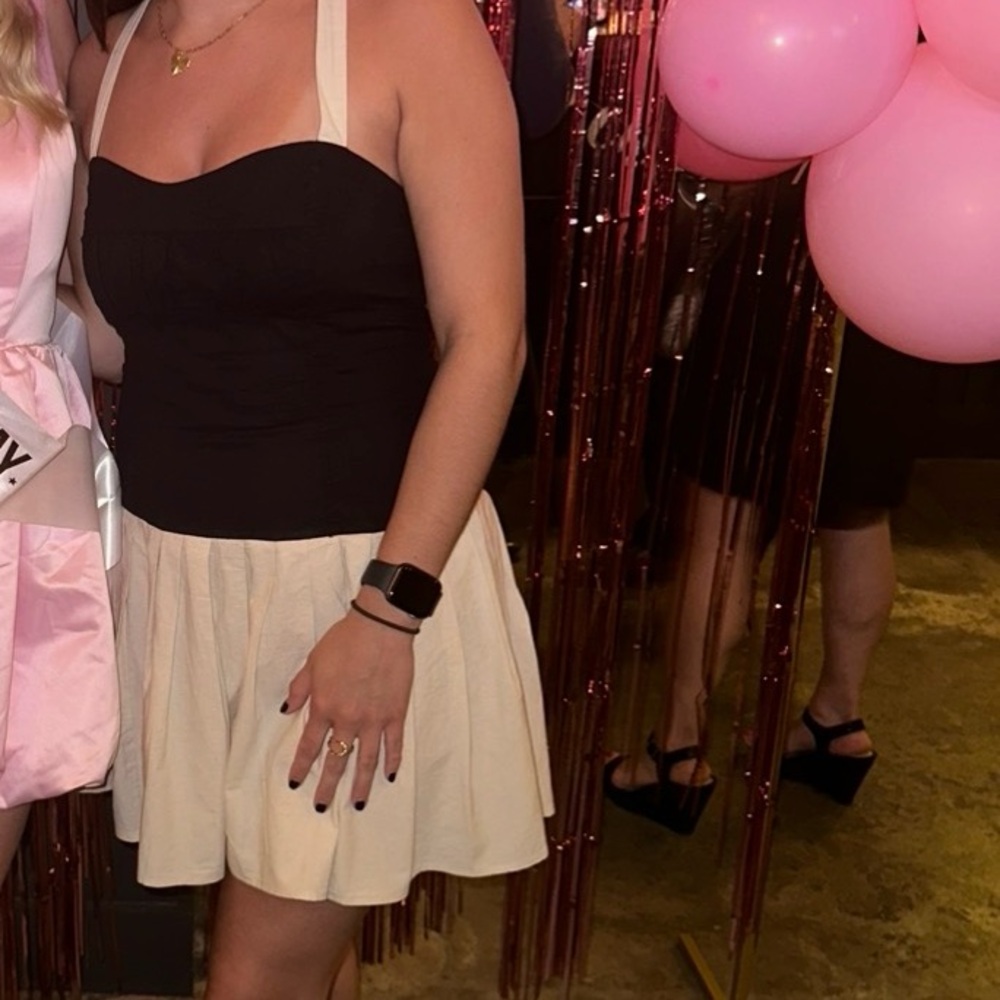 Promesa Black and Cream Strapless Dress